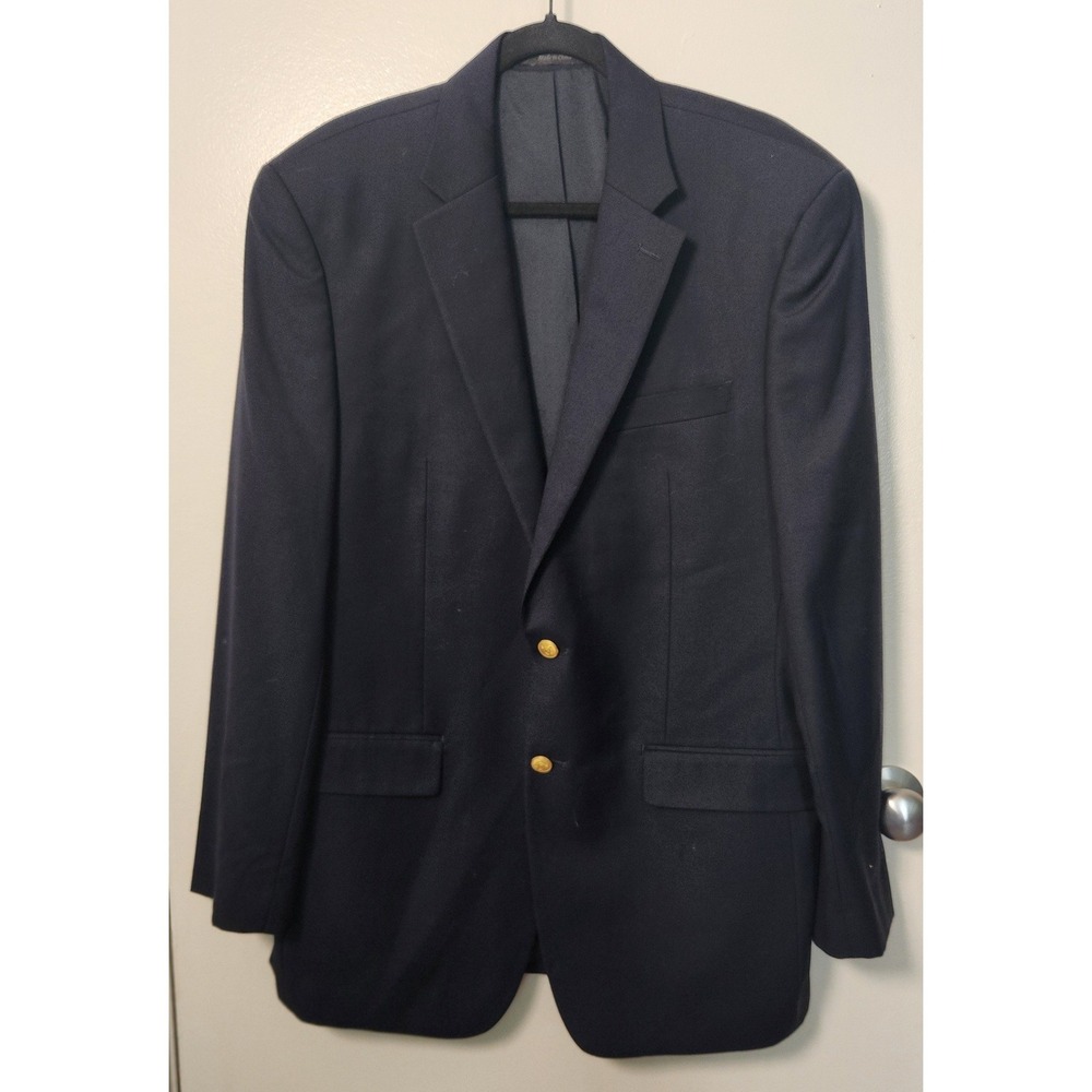 Lauren Ralph Lauren Men's Navy Blue Gold Crest Buttons Sport Coat 40L 100% Wool